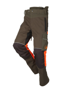 Schnittschutzhose Samourai, grün/orange/schwarz, Kurz, Gr. S