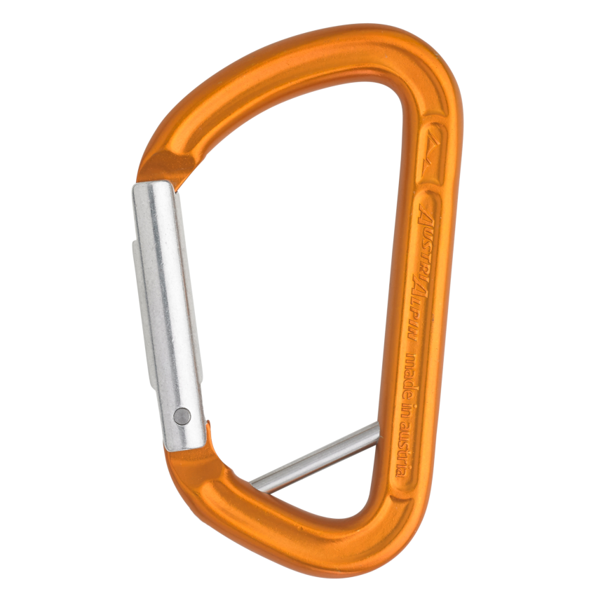 Materialkarabiner Mini D orange mit Steg 