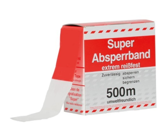 Absperrband superreissfest, rot-weiss, 500m 